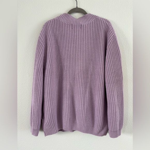 YTG - YITAI Cardigan Oversized Purple Chunky Knit With Daisy Buttons Large - Picture 10 of 10
